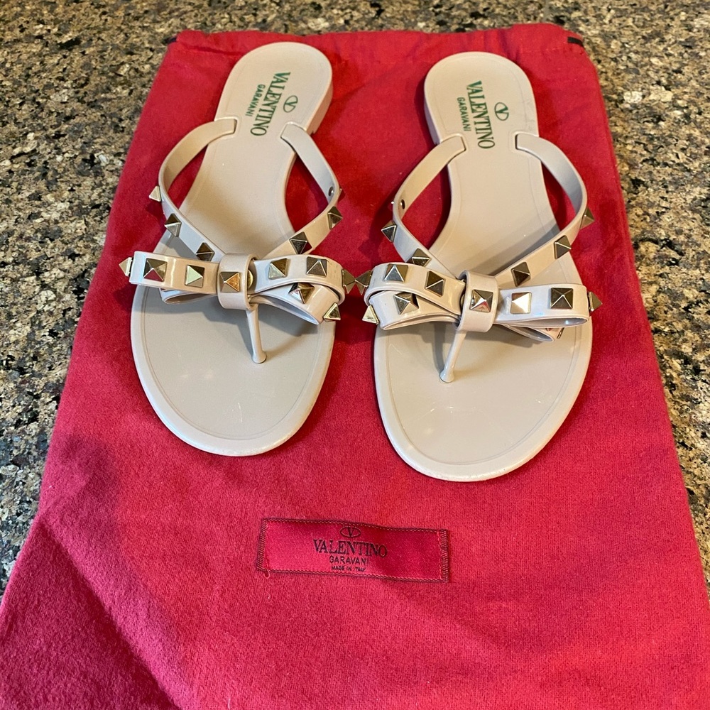 Valentino Garavani Rockstud PVC Flat Thong Sandals